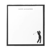 Black Golfer Silhouette Personalized Notizblock (Vorderseite)