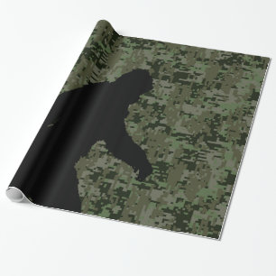 Black Gone Squatchin Woodland Digital Camouflage Geschenkpapier