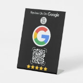 Black Google Review Business Stand with QR Code Sockelschild (Vorderseite)