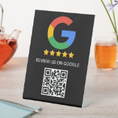 Black Google Review QR Code Pedestal Sign Sockelschild (In Situ)
