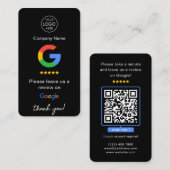 Black Google überprüft QR Code Business Review Us Visitenkarte (Vorne/Hinten)