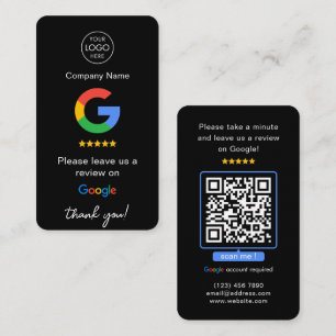 Black Google überprüft QR Code Business Review Us Visitenkarte