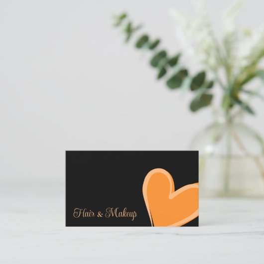 Black Gorgeous Orange Heart Modern mit Foto Niedli Visitenkarte (Stehend Vorderseite)