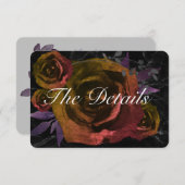 Black Goth Crimson Rose Hochzeitdetails Einladung (Vorne/Hinten)