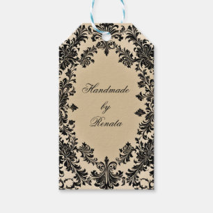 Black Goth Damask auf Pergament Geschenkanhänger
