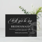 Black Goth Skull Wedding wirst du meine Bridesmaid Einladung (Stehend Vorderseite)