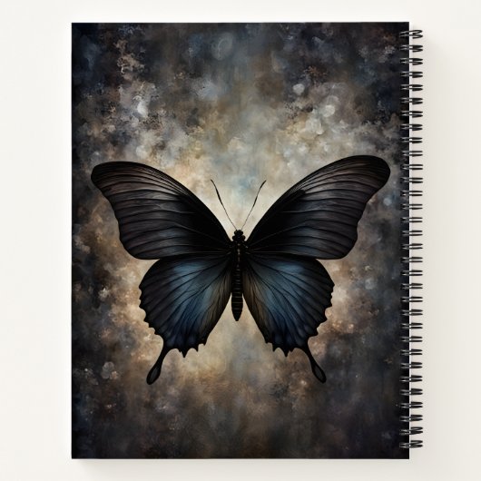Black Gothic Butterfly Spiral Notebook Notizblock (Rückseite)