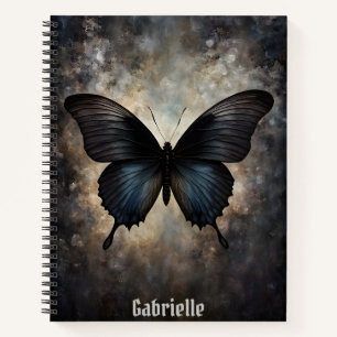 Black Gothic Butterfly Spiral Notebook Notizblock
