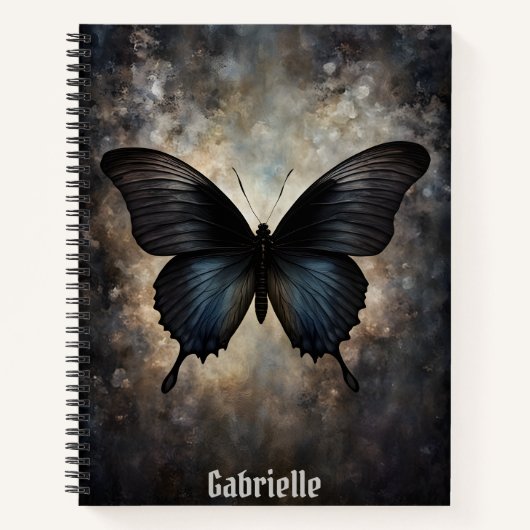 Black Gothic Butterfly Spiral Notebook Notizblock (Vorderseite)