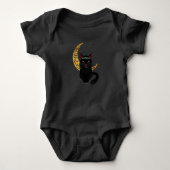 Black Gothic Cat Crescent Wicca Goth Kitten Baby Strampler (Vorderseite)