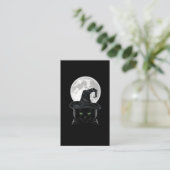 Black Gothic Cat Witch Hat Moon Pastel Goth Visitenkarte (Stehend Vorderseite)