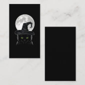 Black Gothic Cat Witch Hat Moon Pastel Goth Visitenkarte (Vorne/Hinten)