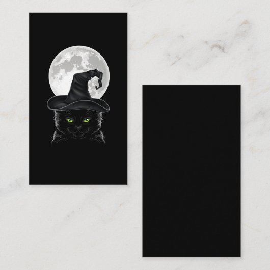 Black Gothic Cat Witch Hat Moon Pastel Goth Visitenkarte (Vorne/Hinten)