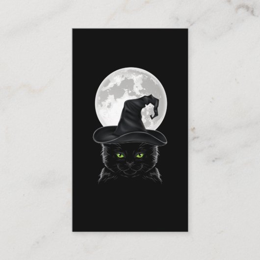 Black Gothic Cat Witch Hat Moon Pastel Goth Visitenkarte (Vorderseite)