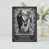 Black Gothic Coffin Rose Hochzeit Danke Karte (Stehend Vorderseite)