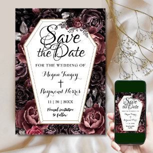 Black Gothic Coffin Vintage Wedding Save the Date Einladung