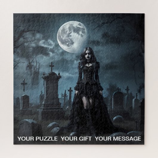 Black Gothic Dark Graveyard Girl Puzzle (Vertikal)