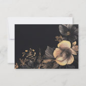 Black Gothic Floral Moody Dark Wedding RSVP Karte (Rückseite)