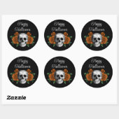 Black Gothic Floral Skull Halloween Runder Aufkleber (Blatt)