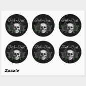 Black Gothic Floral Skull Trick Or Treat Halloween Runder Aufkleber (Blatt)