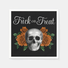 Black Gothic Floral Skull Trick Or Treat Halloween