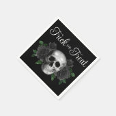Black Gothic Floral Skull Trick Or Treat Halloween Serviette (Ecke)