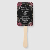 Black Gothic Floral Wedding Program Hand Fan Fächer (Vorderseite)