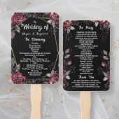 Black Gothic Floral Wedding Program Hand Fan Fächer