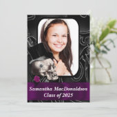 Black Gothic Foto Abschluss Einladung (Stehend Vorderseite)