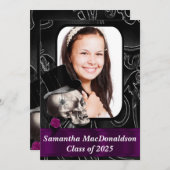 Black Gothic Foto Abschluss Einladung (Vorne/Hinten)