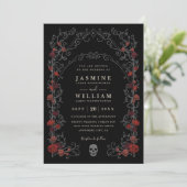 Black Gothic Gate Romance Elegant QR Code Wedding Einladung (Stehend Vorderseite)