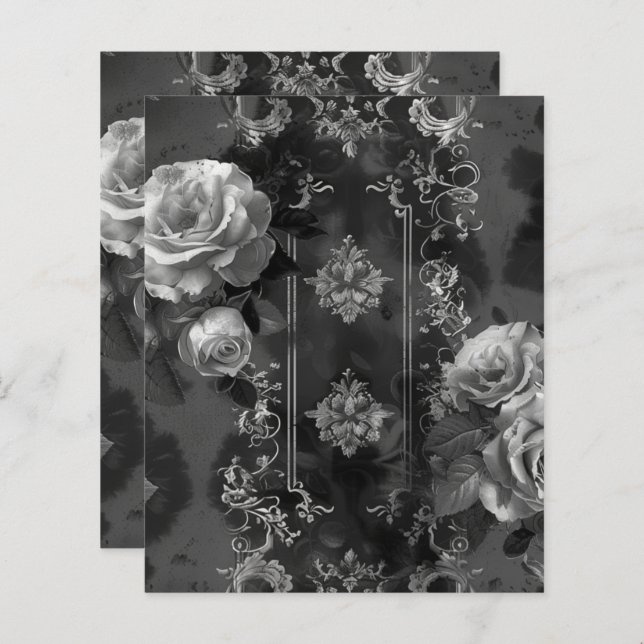 Black Gothic Grunge Blumenschrift Paper (Vorne/Hinten)