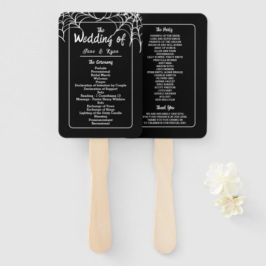 Black Gothic HalloWedding Programm Handfan Fächer (Vorne und Hinten)