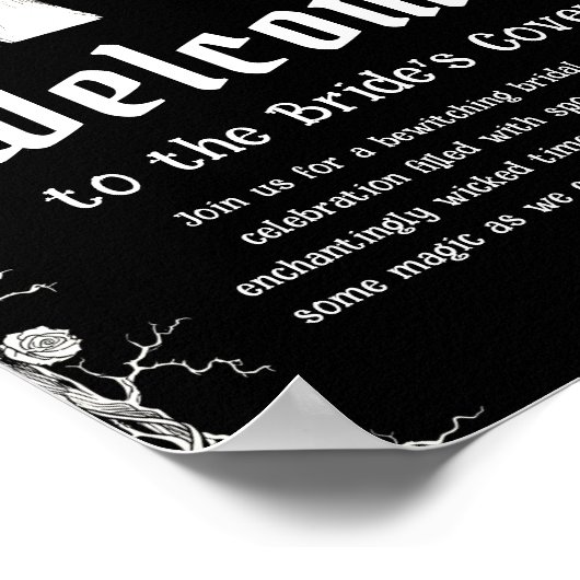 Black Gothic Halloween Brautparty Begrüßungszeiche Poster (Ecke)