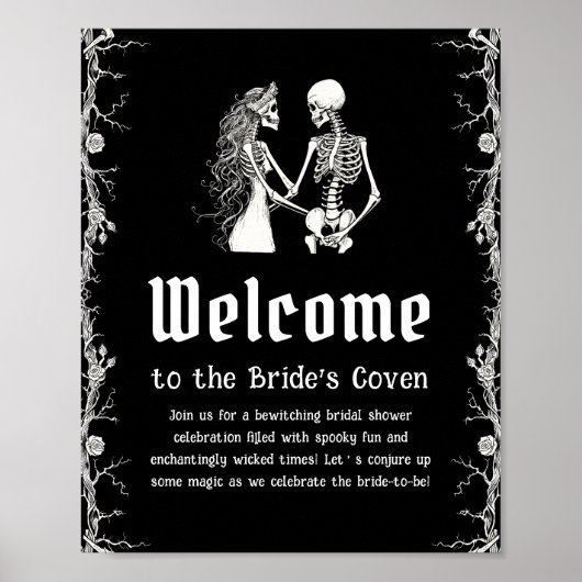 Black Gothic Halloween Brautparty Begrüßungszeiche Poster (Vorne)