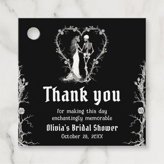 Black Gothic Halloween Skeleton-Brautparty Geschenkanhänger (Vorderseite)