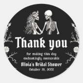 Black Gothic Halloween Skeleton-Brautparty Runder Aufkleber (Vorderseite)