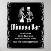 Black Gothic Halloween Skeleton Mimosa Bar Sign Poster (Vorne)
