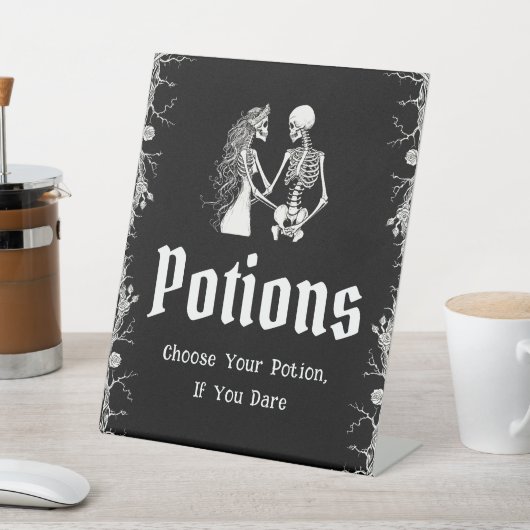 Black Gothic Halloween Skeleton-Tränke Zeichen Sockelschild (In SItu)