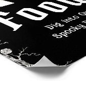 Black Gothic Halloween Spooky Skeleton Food Sign Poster (Ecke)