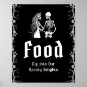 Black Gothic Halloween Spooky Skeleton Food Sign Poster (Vorne)