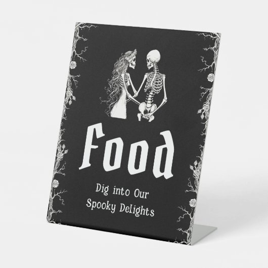 Black Gothic Halloween Spooky Skeleton Food Sign Sockelschild (Vorderseite)
