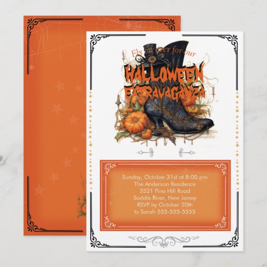 Black Gothic Hexenstiefel Einladung (Vorne/Hinten)