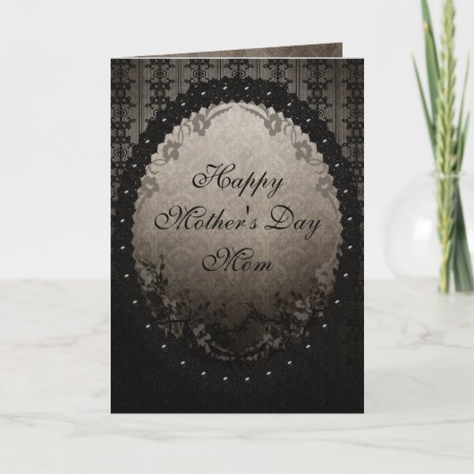 Black Gothic Lace & Damask Mutter Day Card Karte (Vorderseite)