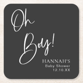 Black Gothic & Moody Oh Boy Baby Shower Rechteckiger Pappuntersetzer