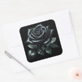 Black Gothic Rose Quadratischer Aufkleber (Umschlag)