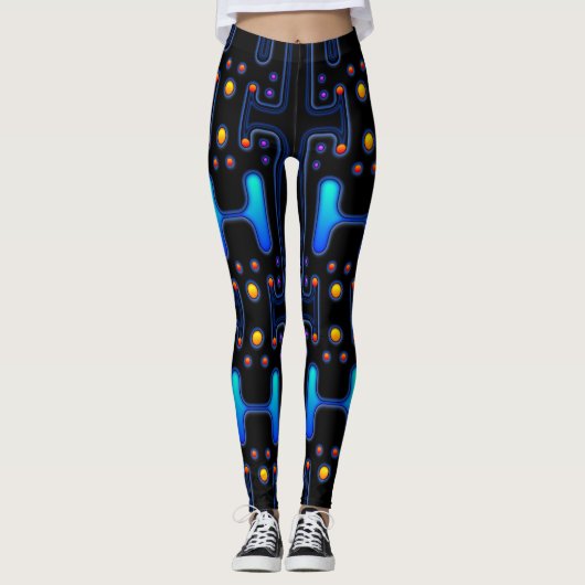 Black Gothic Space Girl Mechanischer Android-Robot Leggings (Vorderseite)