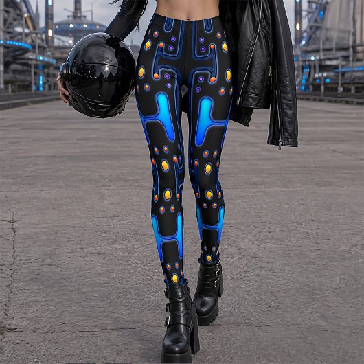 Black Gothic Space Girl Mechanischer Android-Robot Leggings