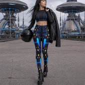 Black Gothic Space Girl Mechanischer Android-Robot Leggings