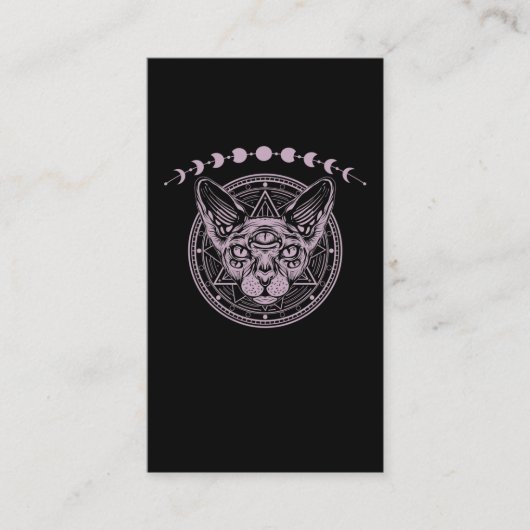 Black Gothic Sphynx Cat Goth Moon Visitenkarte (Vorderseite)